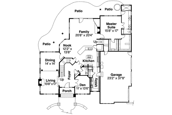 Floor Plan - Main Floor for European House Plan #124-530 - 4 bed, 3.5 bath