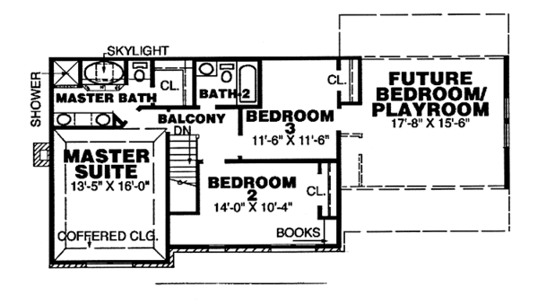 Home Plan - Colonial Floor Plan - Upper Floor Plan #34-254