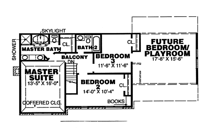 Home Plan - Floor Plan - Upper Floor for Colonial House Plan #34-254 - 3 bed, 2.5 bath