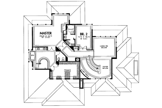 Floor Plan - Upper Floor for Prairie House Plan #48-747 - 4 bed, 3.5 bath