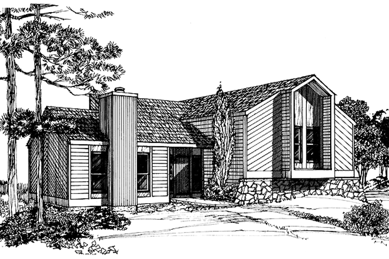 House Blueprint - Contemporary Exterior - Front Elevation Plan #72-1057