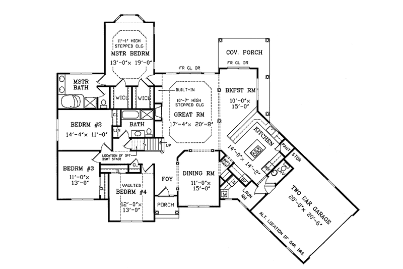 Home Plan - Floor Plan - Main Floor for Ranch House Plan #314-219 - 4 bed, 2.5 bath