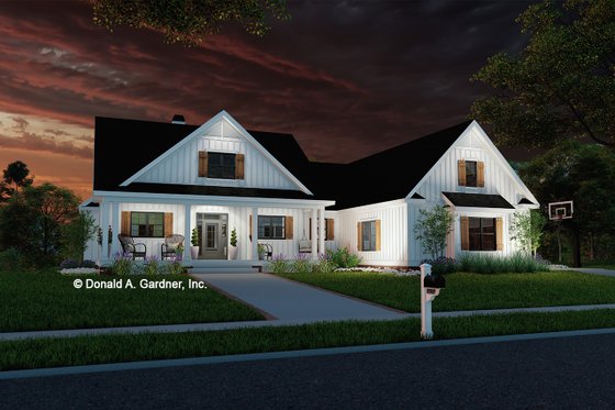 Exterior - Front Elevation 3 for Farmhouse House Plan #929-1184 - 5 bed, 3.5 bath