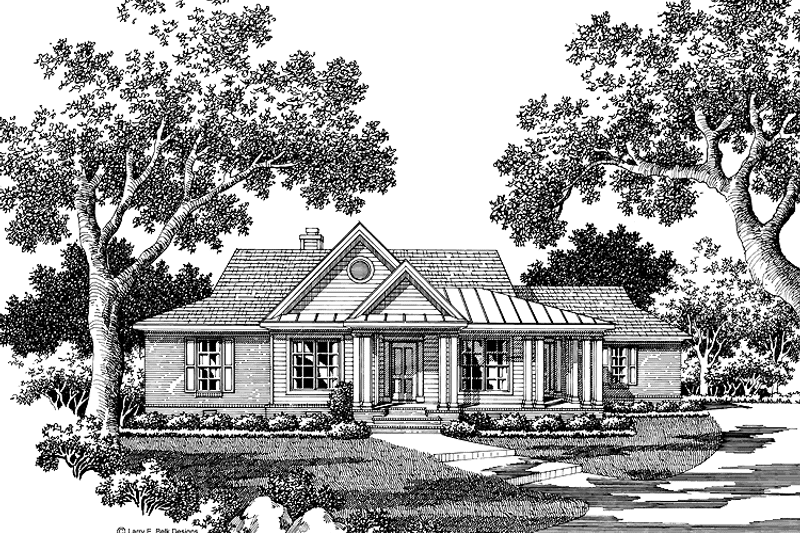 Architectural House Design - Exterior - Front Elevation 3 for Classical House Plan #952-238 - 3 bed, 2 bath