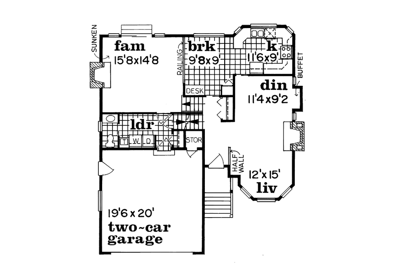 Home Plan - Floor Plan - Main Floor for Victorian House Plan #47-739 - 3 bed, 2.5 bath