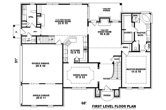 Floor Plan - Main Floor for European House Plan #81-1093 - 4 bed, 3.5 bath