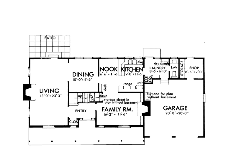 House Blueprint - Floor Plan - Main Floor for Country House Plan #320-1032 - 4 bed, 2.5 bath