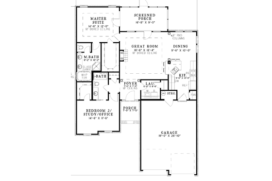 Floor Plan - Main Floor for Traditional House Plan #17-2736 - 2 bed, 2 bath
