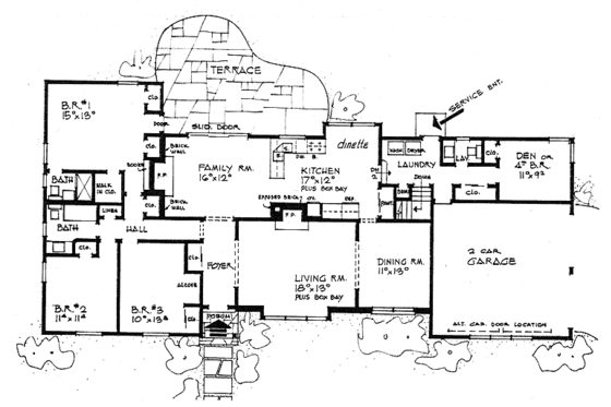 Floor Plan - Main Floor for Ranch House Plan #315-111 - 4 bed, 2.5 bath