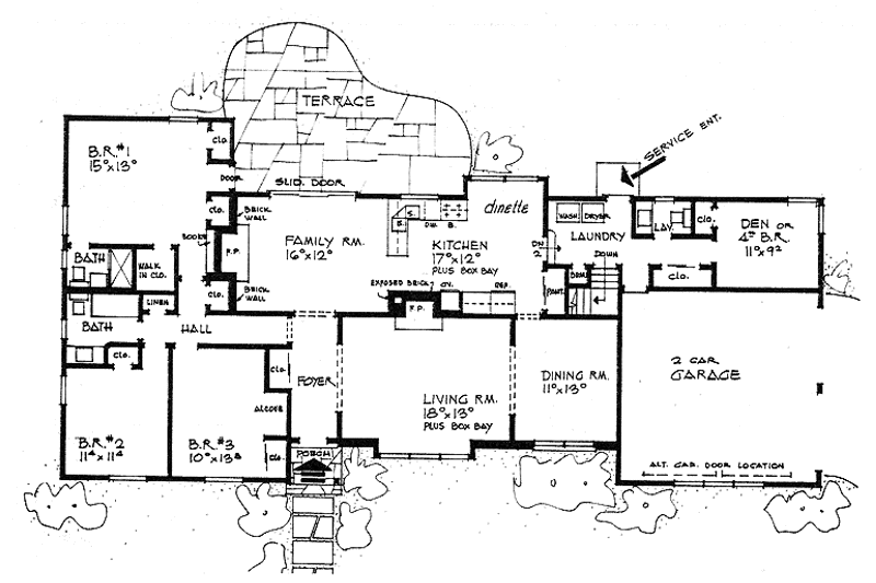 Home Plan - Floor Plan - Main Floor for Ranch House Plan #315-111 - 4 bed, 2.5 bath