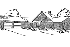 House Blueprint - Log Exterior - Front Elevation Plan #964-13