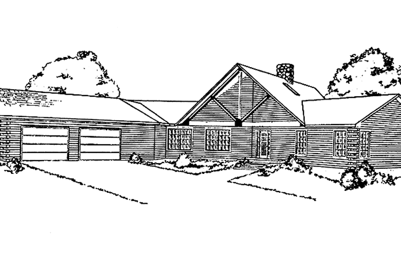 Architectural House Design - Log Exterior - Front Elevation Plan #964-13