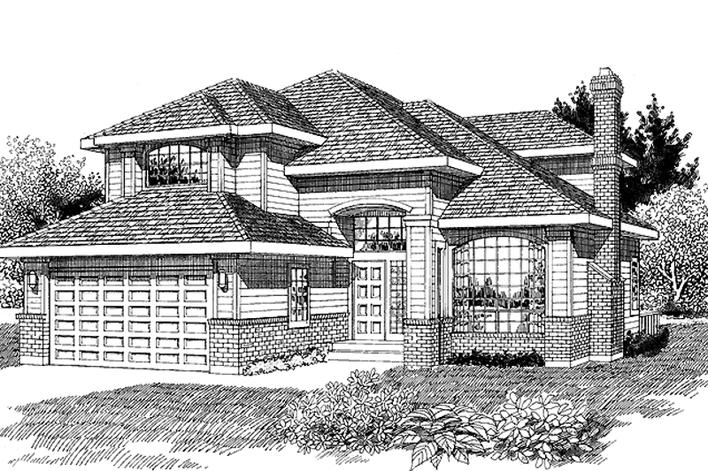 Architectural House Design - Exterior - Front Elevation 4 for Mediterranean House Plan #47-856 - 4 bed, 3 bath