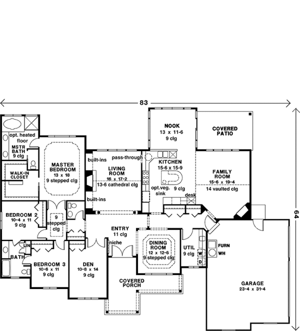 Architectural House Design - Mediterranean Floor Plan - Main Floor Plan #966-15