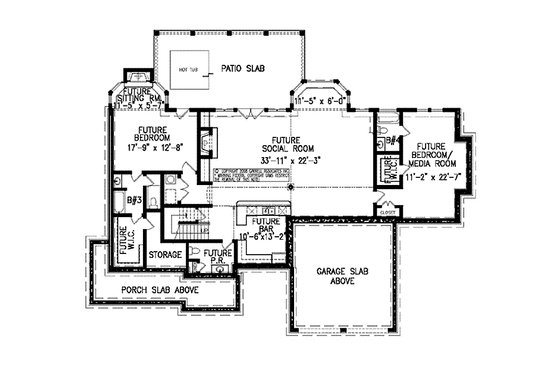 Floor Plan - Lower Floor for Country House Plan #54-367 - 3 bed, 2.5 bath