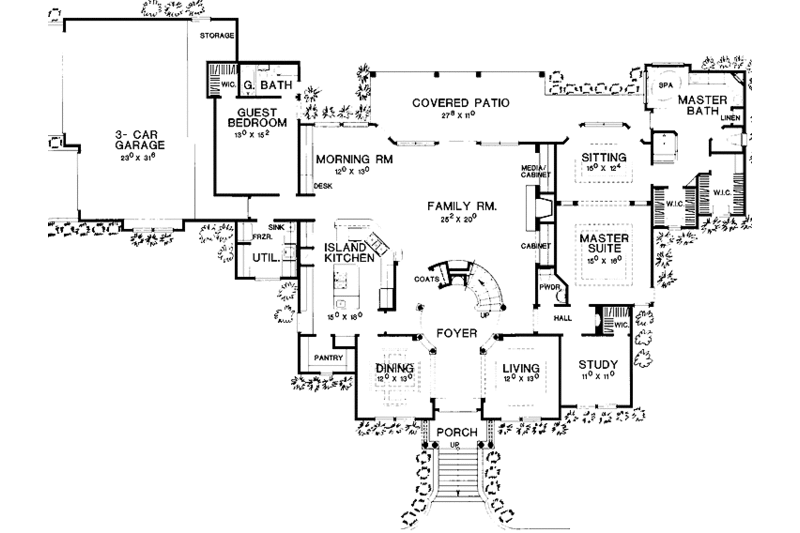 Dream House Plan - Floor Plan - Main Floor for Mediterranean House Plan #472-210 - 4 bed, 4.5 bath