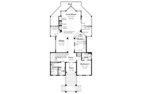 Floor Plan - Main Floor for Craftsman House Plan #930-151 - 2 bed, 2.5 bath