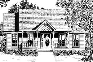 Cottage Exterior - Front Elevation Plan #14-154