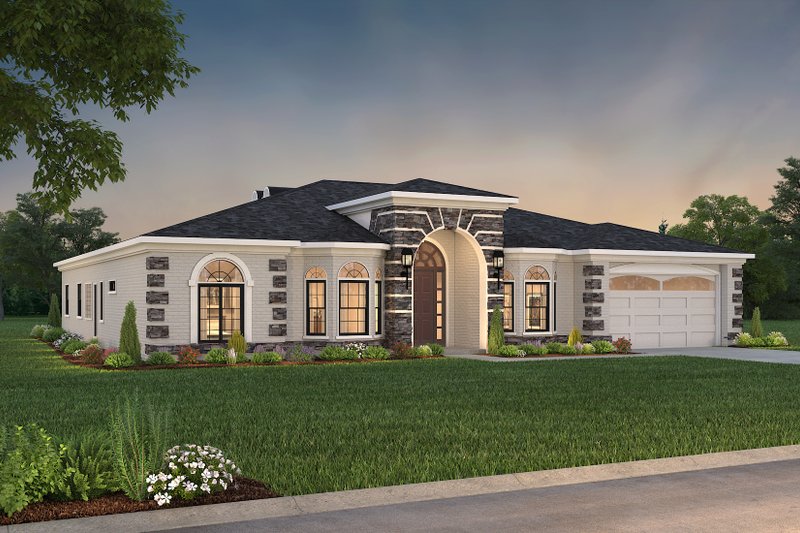 Home Plan - Adobe / Southwestern Exterior - Front Elevation Plan #1-1136