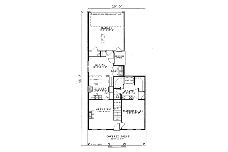 House Plan Design - Floor Plan - Main Floor for Country House Plan #17-2043 - 3 bed, 2 bath
