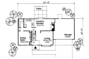Floor Plan - Main Floor for Colonial House Plan #50-141 - 3 bed, 2 bath