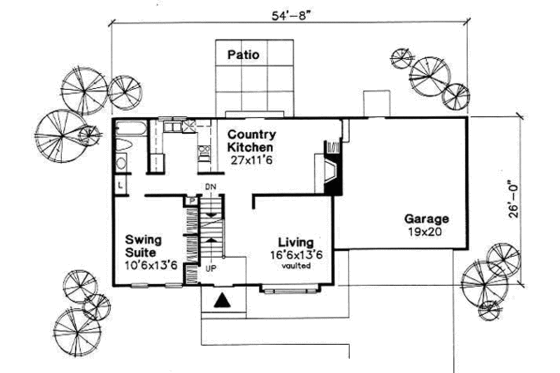 Floor Plan - Main Floor for Colonial House Plan #50-141 - 3 bed, 2 bath