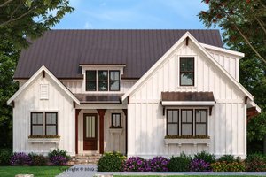 Exterior - Front Elevation for Farmhouse House Plan #927-1002 - 4 bed, 4 bath