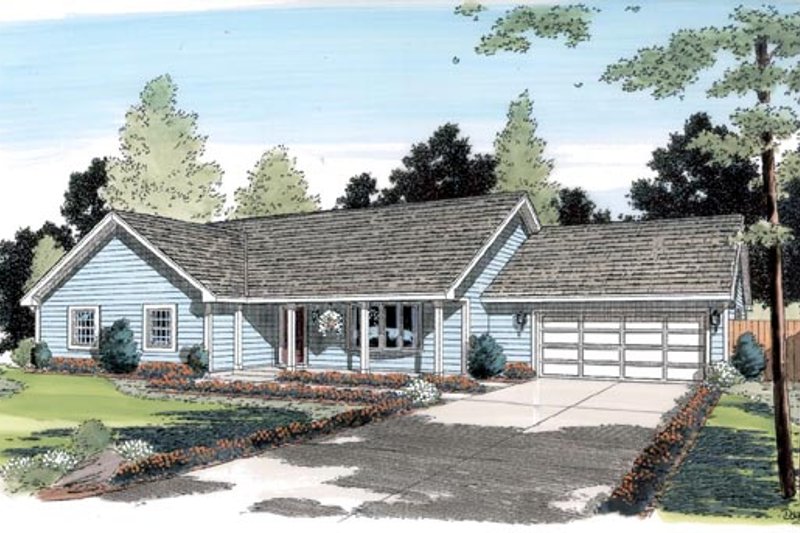 Ranch Style House Plan - 3 Beds 2 Baths 1373 Sq/Ft Plan #312-169