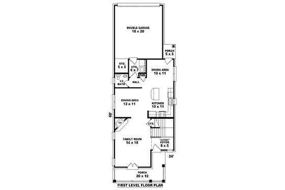 Floor Plan - Main Floor for Southern House Plan #81-1370 - 4 bed, 2.5 bath