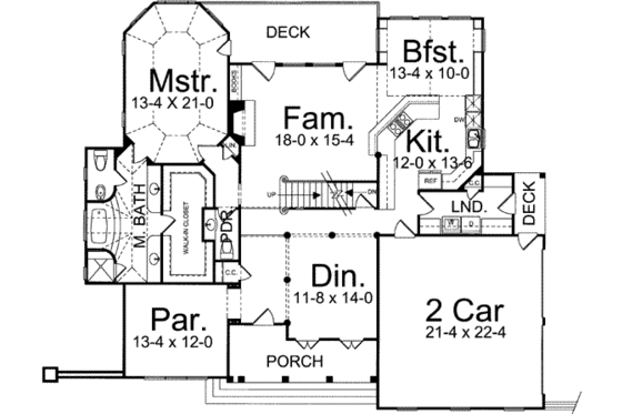 Floor Plan - Main Floor for Colonial House Plan #119-160 - 4 bed, 3.5 bath