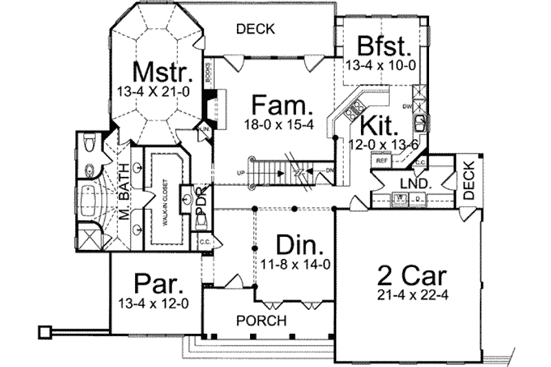 Home Plan - Floor Plan - Main Floor for Colonial House Plan #119-160 - 4 bed, 3.5 bath