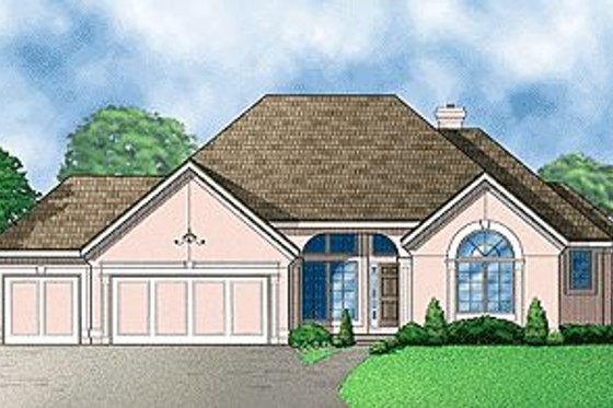 Exterior - Front Elevation for European House Plan #67-125 - 3 bed, 4 bath