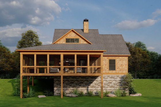 Exterior - Rear Elevation for Craftsman House Plan #17-3370 - 3 bed, 2 bath