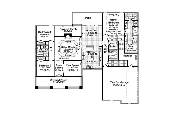 Floor Plan - Main Floor for Country House Plan #21-375 - 3 bed, 2.5 bath