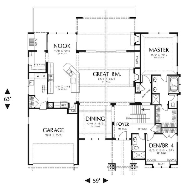 Home Plan - Craftsman Floor Plan - Main Floor Plan #48-545