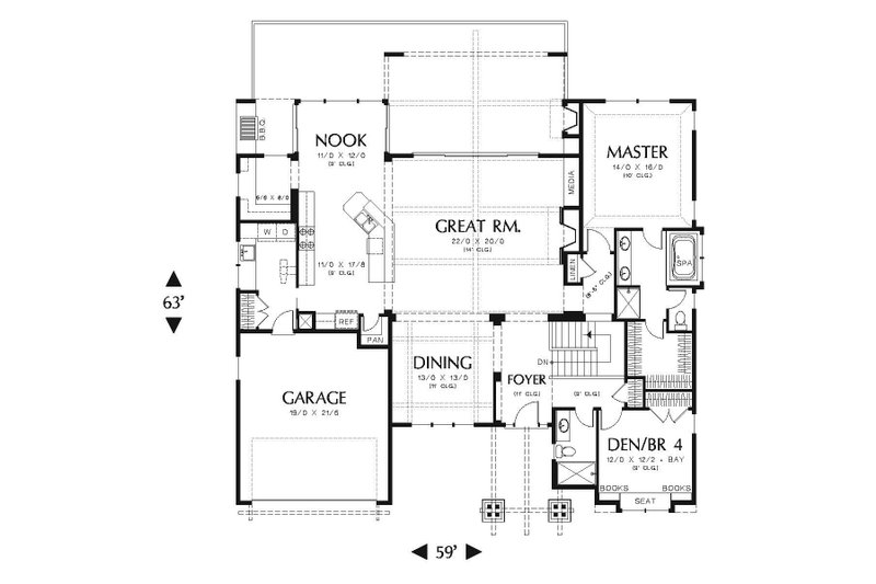Home Plan - Floor Plan - Main Floor for Craftsman House Plan #48-545 - 4 bed, 4 bath