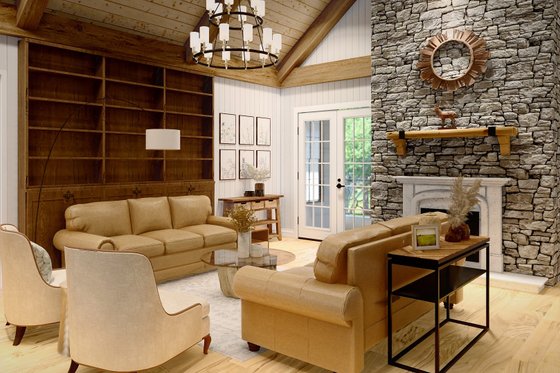 Interior - Family Room for Country House Plan #54-453 - 4 bed, 4.5 bath