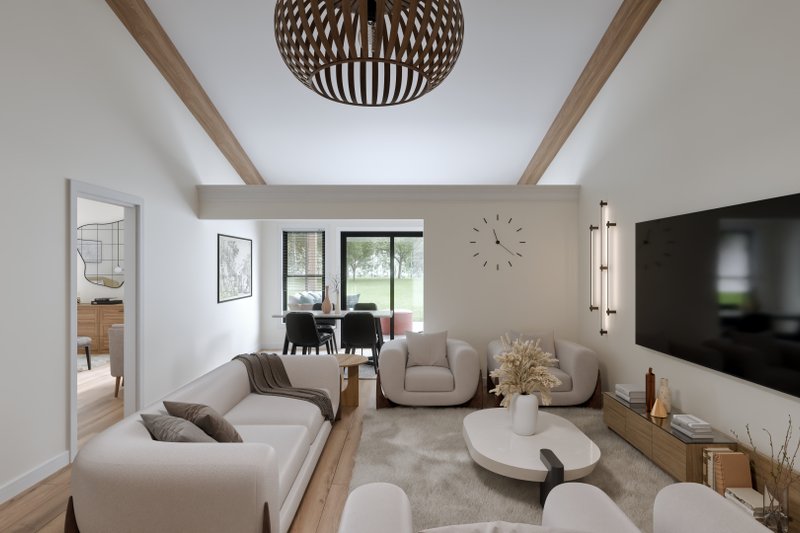 Dream House Plan - Interior - Family Room for Cabin House Plan #1089-51 - 2 bed, 2 bath