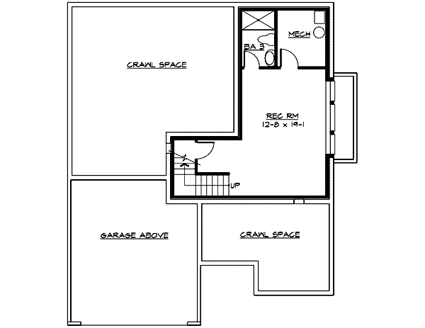 Craftsman Floor Plan - Lower Floor Plan #132-134