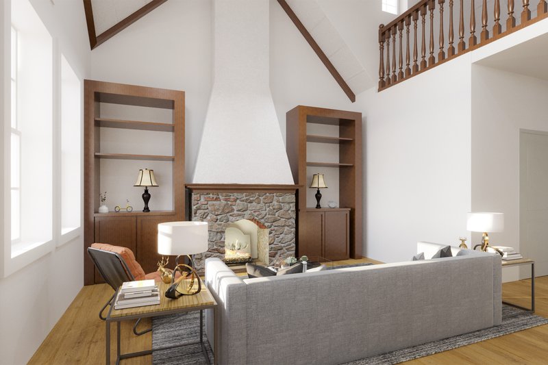 Architectural House Design - Interior - Family Room for Craftsman House Plan #54-557 - 3 bed, 2 bath