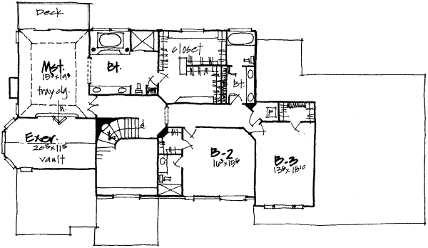 Traditional Floor Plan - Upper Floor Plan #308-163