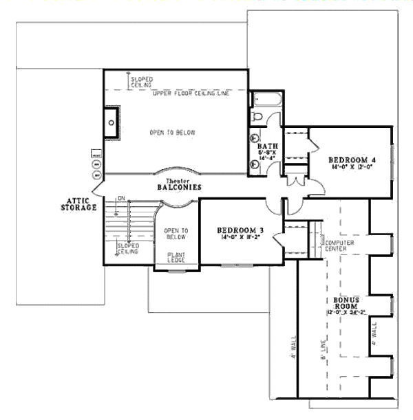 Architectural House Design - Traditional Floor Plan - Upper Floor Plan #17-2147
