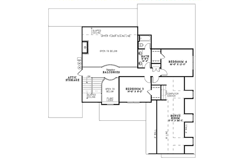 Architectural House Design - Floor Plan - Upper Floor for Traditional House Plan #17-2147 - 4 bed, 3 bath