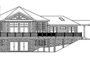 Exterior - Rear Elevation for Ranch House Plan #124-728 - 3 bed, 3.5 bath