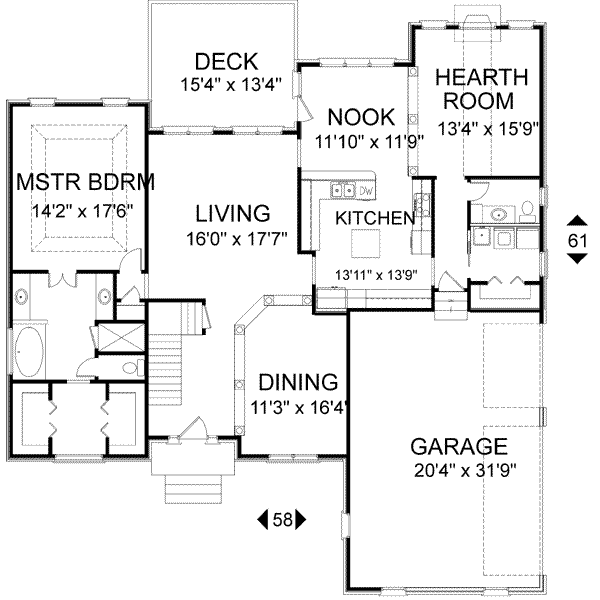 House Plan Design - European Floor Plan - Main Floor Plan #56-199