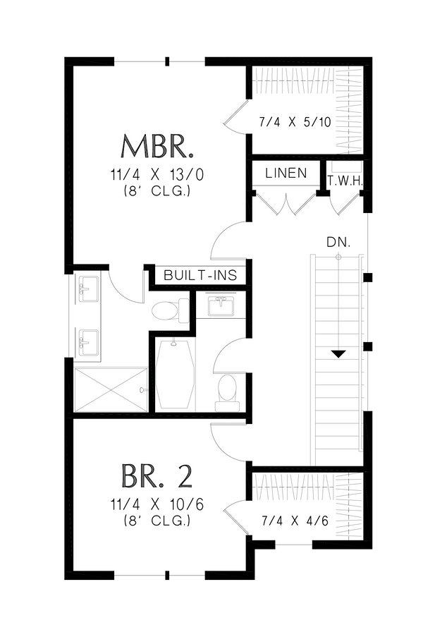 House Blueprint - Contemporary Floor Plan - Upper Floor Plan #48-1103