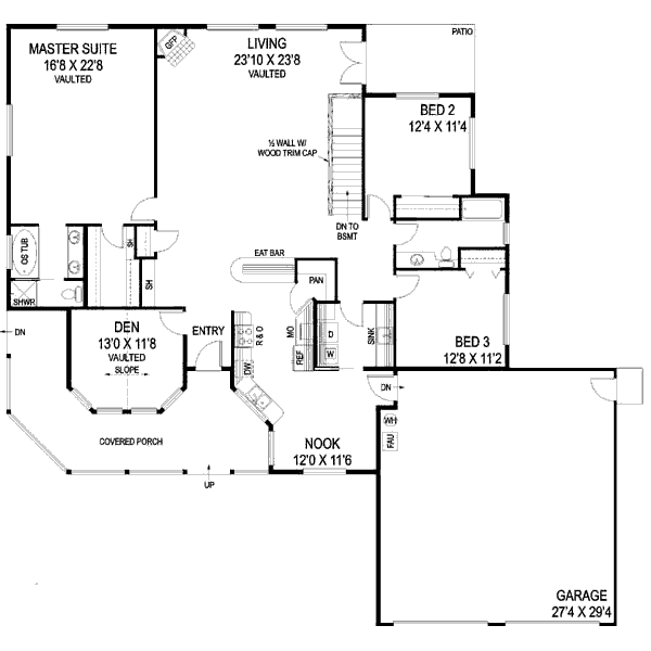 House Plan Design - Country Floor Plan - Main Floor Plan #60-648