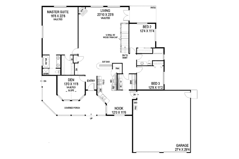 Country Style House Plan - 3 Beds 2 Baths 2363 Sq Ft Plan #60-648 