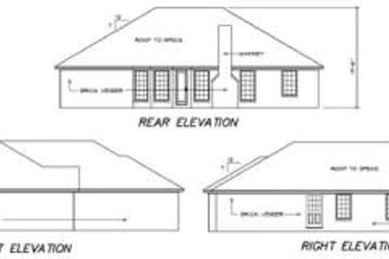 Exterior - Rear Elevation for Traditional House Plan #65-462 - 3 bed, 2 bath
