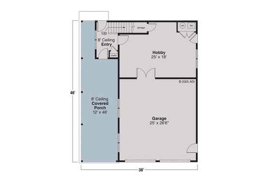 Floor Plan - Main Floor for Craftsman House Plan #124-935 - 1 bed, 1 bath